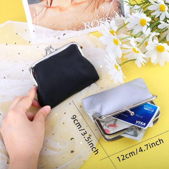 2 Packs PU Coin Purse Double Pocket Change Pouch Clutch Wallet with Clasp Closur - Picture 8 of 9